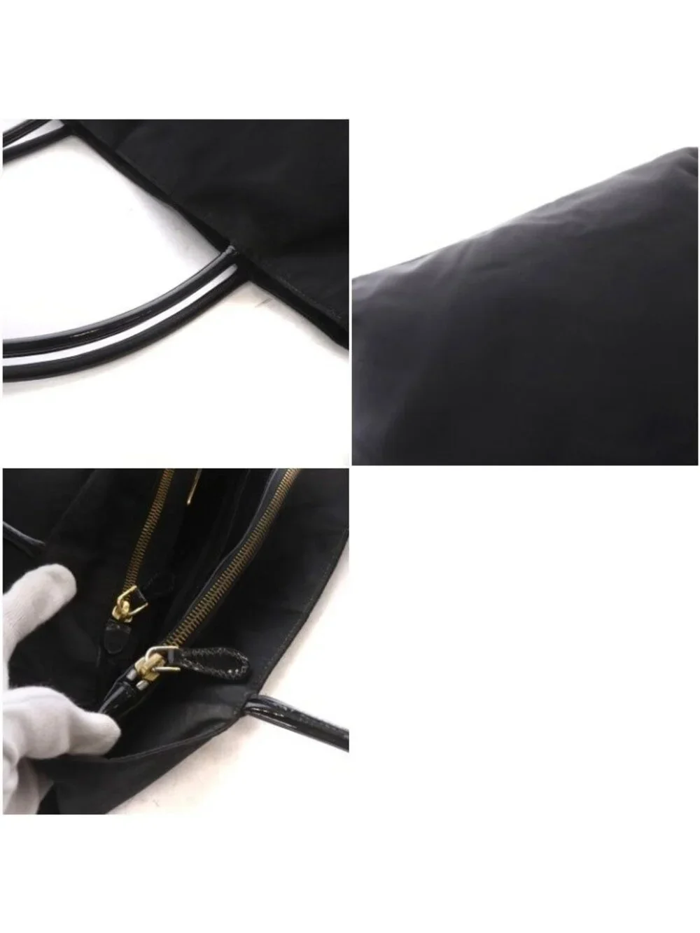 Prada Tote Bag Triangular Plate Nylon Black